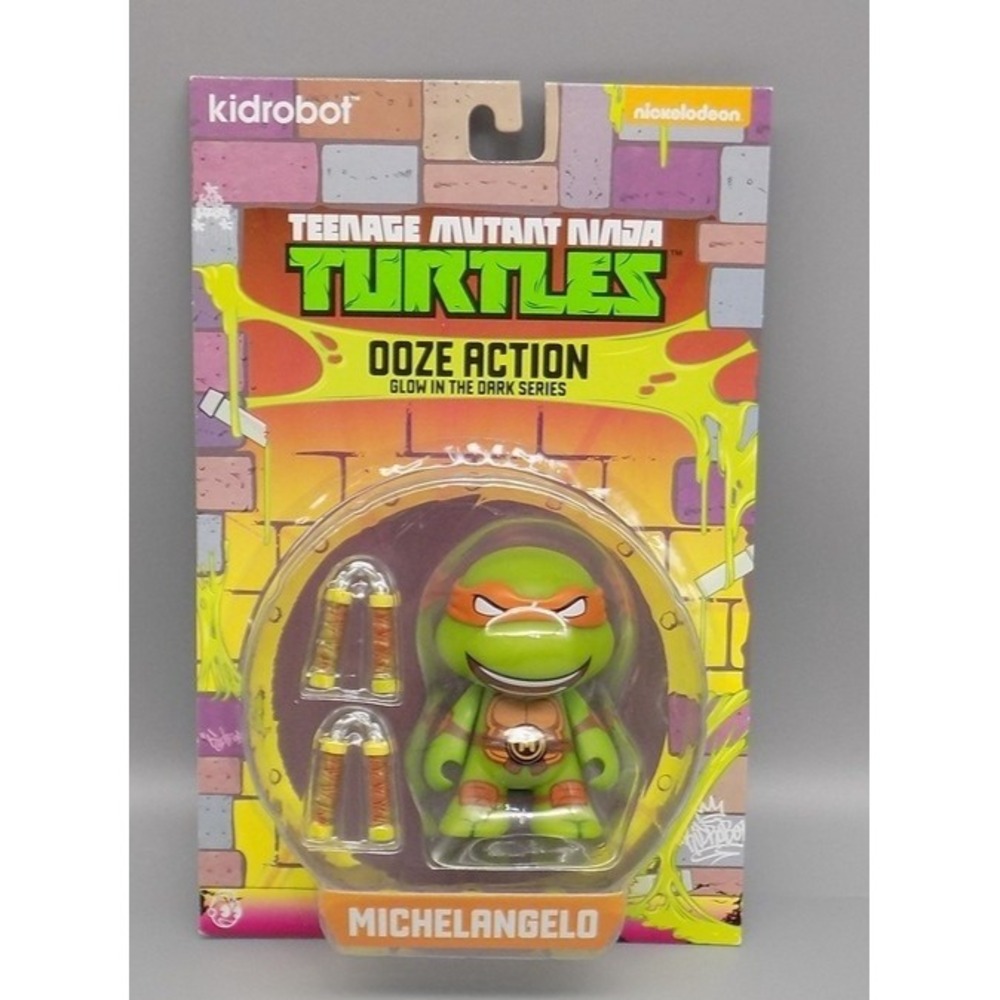 2014 TMNT Michelangelo MOC Ooze Action Kidrobot Glows Vintage Ninja Turtles New